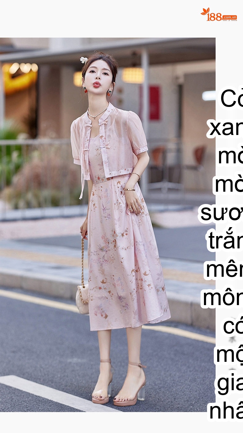 Váy Bộ Quốc Phong Trung Hoa Cách Tân Nữ Thiết Kế Khóa Cài Thanh Lịch Phong Cách Nhỏ Nhắn Màu Trắng, Hồng chi tiết 23