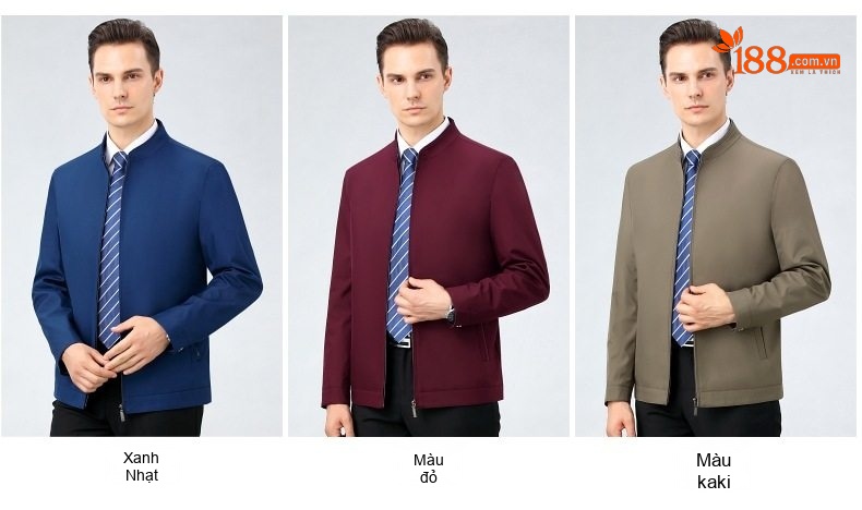 Áo Khoác Bomber Nam Lụa Tằm Tơ Dáng Ôm Chống Nhăn Màu Đen, Xám, Xanh Navy, Đỏ... chi tiết 7