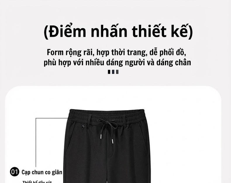 Quần Dài Nam Ống Suông Giữ Ấm Lót Lông Cừu Co Giãn Thoải Mái Màu Đen, Xanh Navy chi tiết 5