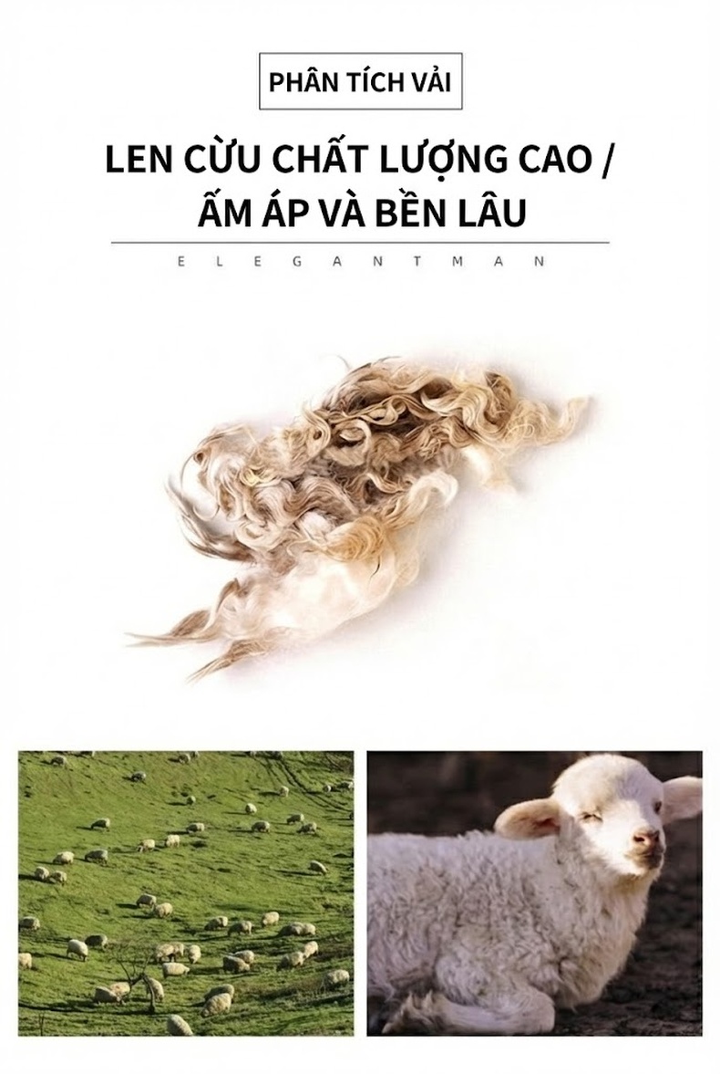 Áo Khoác Nam Ca Rô Ngắn Tay Dài Chất Liệu Lông Cừu Hai Mặt Dày Dặn Màu Nâu, Xám chi tiết 6