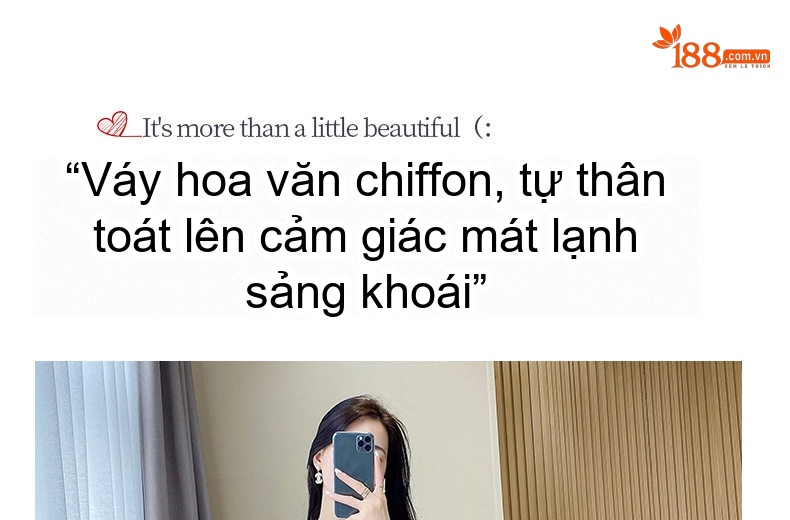 Váy liền thân Nữ Hoa Nhí Bèo Nhún Dáng Dài Xẻ Tà Chất Liệu Voan Màu Tím chi tiết 2
