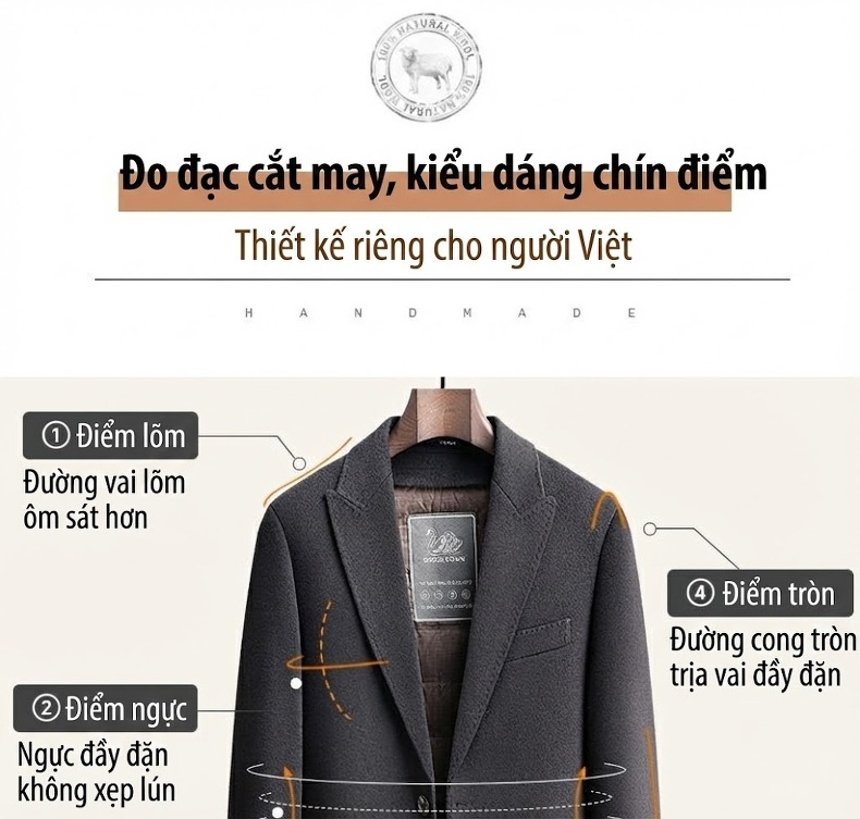 Áo Khoác Dạ Nam Lông Vũ Tháo Rời Dáng Dài Màu Đen, Nâu chi tiết 6