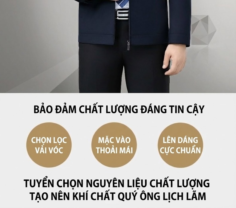 Áo Khoác Nam Lông Cừu Mỏng Dáng Suông Cổ Bẻ Màu Xanh Navy chi tiết 2