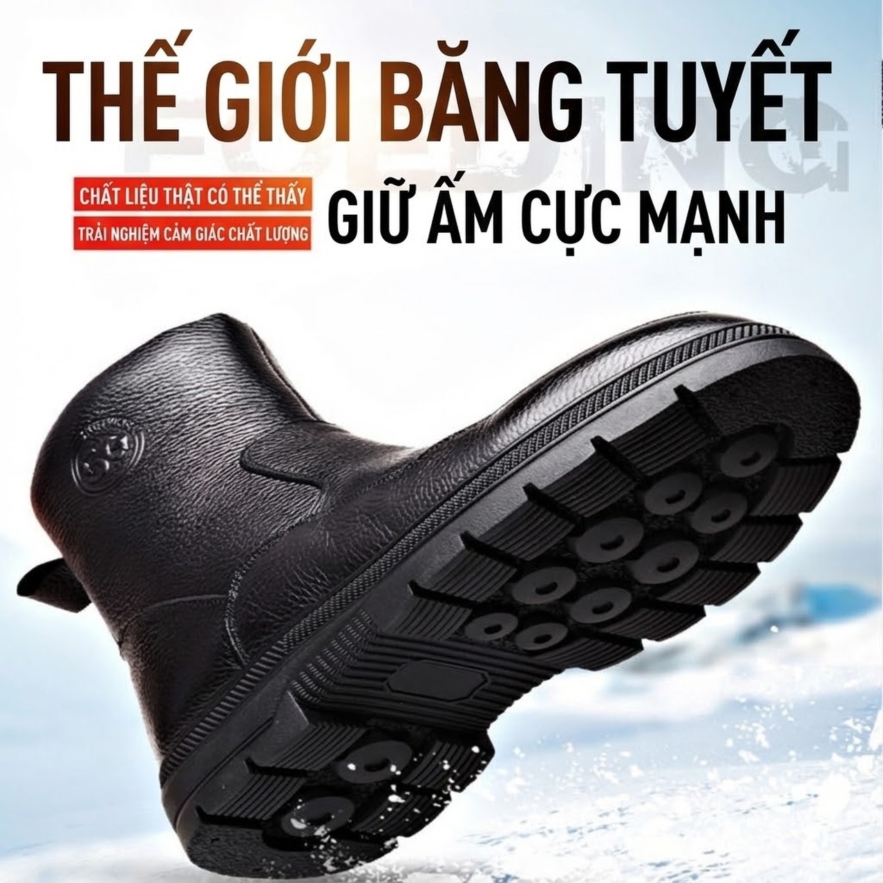 Boot Nam Da Bò Lót Lông Cừu Giữ Ấm Mùa Đông Đế Cao 3cm