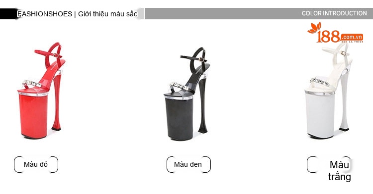 Giày Sandal Cao Gót Nữ Quai Trong Suốt Đính Đá Gót Cao 26cm Màu Đen, Đỏ, Trắng chi tiết 2