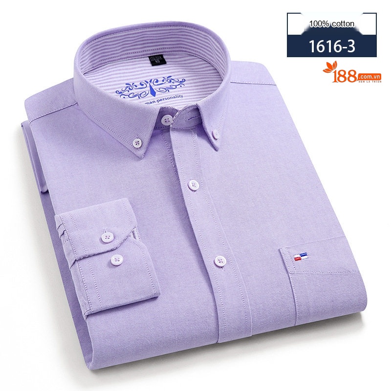 Áo Sơ Mi Tay Dài Nam Cotton Dáng Ôm Vừa Vặn Màu Xanh, Đen, Tím, Trắng...