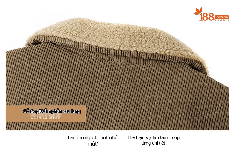 Áo Khoác Nhung Tăm Nam Lót Lông Cừu Non Dày Dặn Phong Cách Retro Trung Niên Màu Đen, Nâu, Xanh chi tiết 36