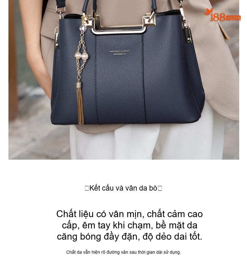 Túi Đeo Chéo/Xách Tay Nữ Da Bò Phong Cách Cao Cấp Màu Xanh Navy chi tiết 2
