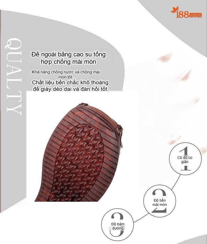 Dép Sandal Nữ Da Bò Quai Dán Hở Ngón Đế Xuồng Thoáng Khí Đế Cao 5cm - 6cm Màu Nâu, Kem chi tiết 4