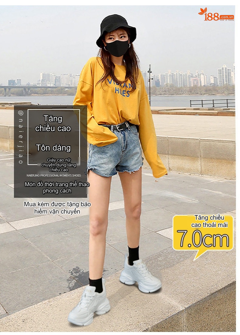 Giày Thể Thao Nữ Da Thật Đế Dày Chiều Cao Đế Khoảng 5cm Màu Trắng chi tiết 1