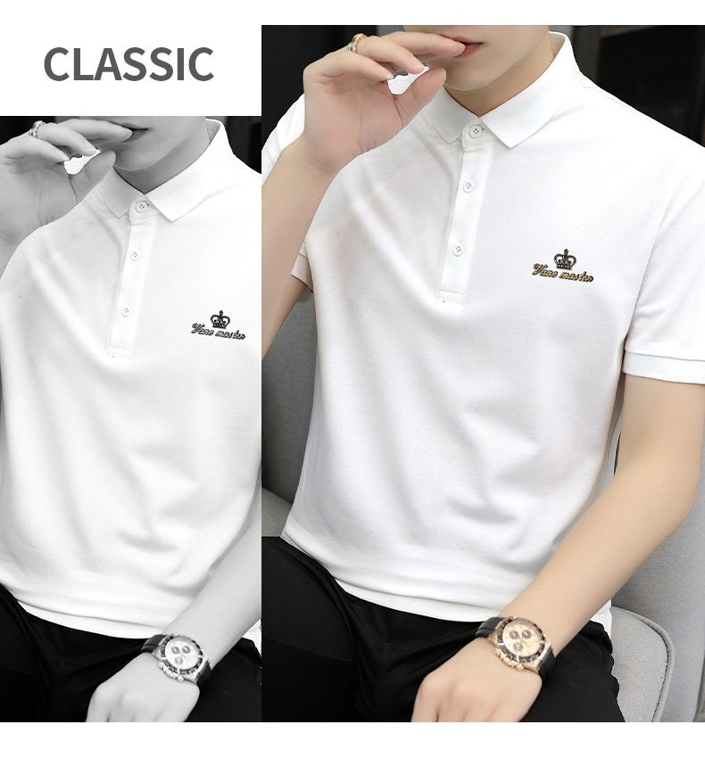 Áo Polo Nam Ngắn Tay Cổ Bẻ Phom Dáng Ôm Vừa Vặn Thoáng Mát Màu Xám, Trắng, Đen, Xanh chi tiết 16