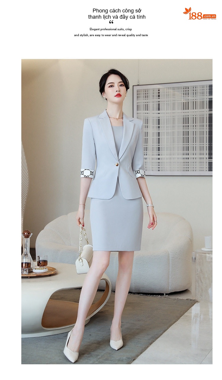 Bộ Vest Công Sở Nữ Tay Lỡ Màu Hồng chi tiết 55