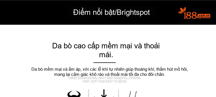 Giày Tây Buộc Dây Nam Da Bò Chiều Cao Đế Khoảng 3cm Màu Nâu, Đen chi tiết 12
