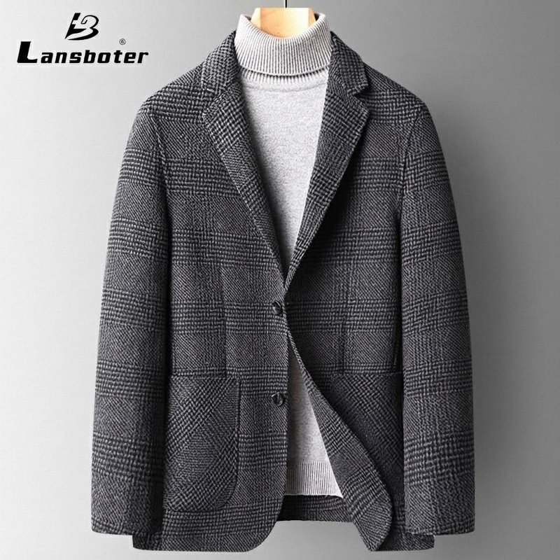 Áo Vest Nam Dệt Kim Jacquard Hai Mặt Thủ Công Màu Xám, Đen