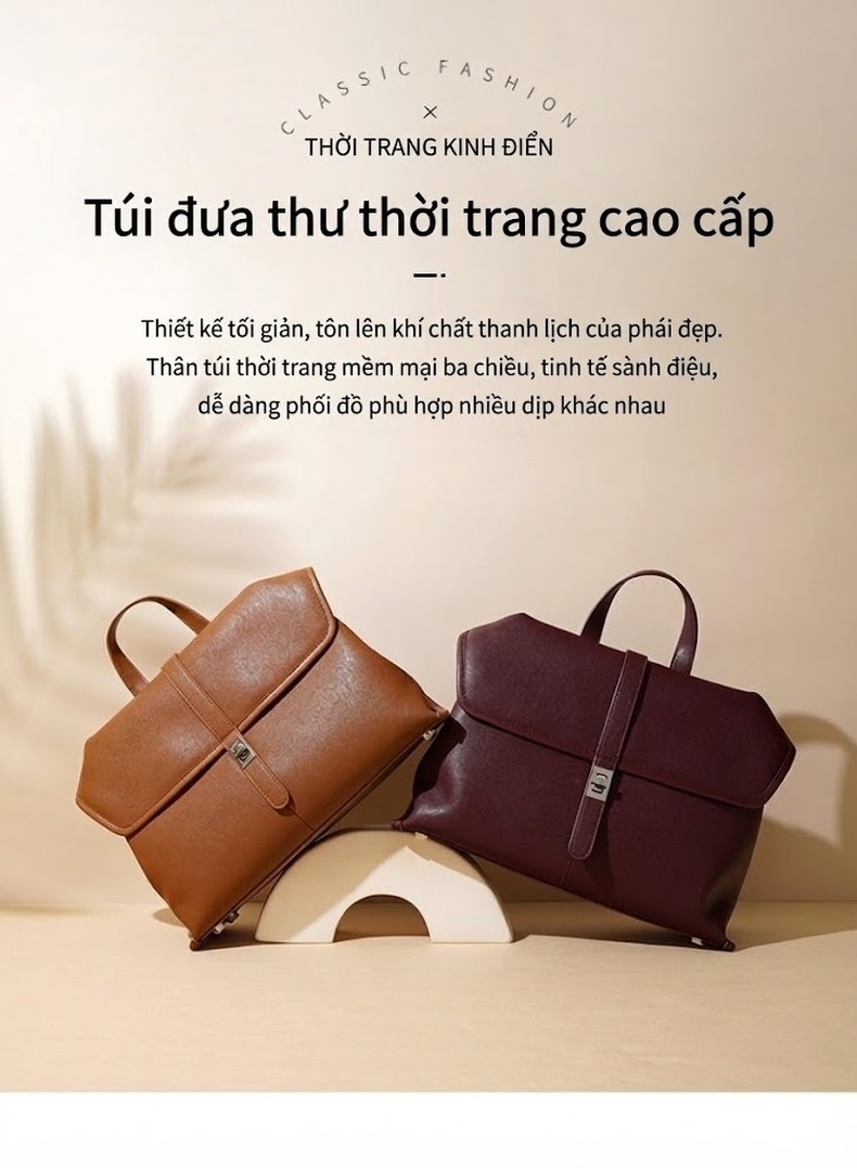 Túi Đeo Vai Nữ Da Bò Hai Lớp Sức Chứa Lớn Đa Năng Đi Làm chi tiết 1