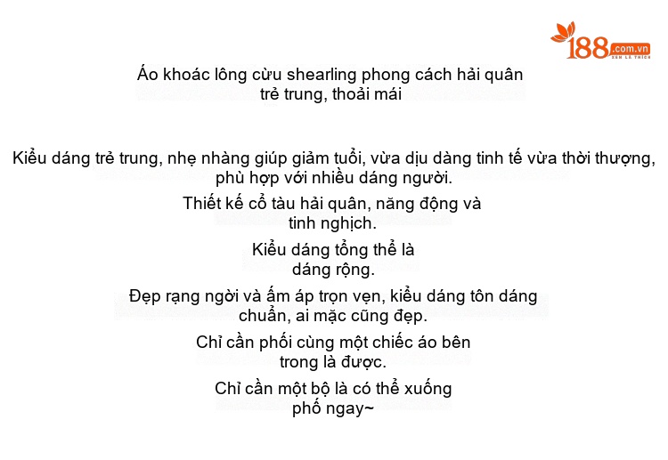 Áo Khoác Nữ Hải Quân Cổ Lông Cừu Non Lót Lông Kiểu Da Màu Trắng Kem chi tiết 3