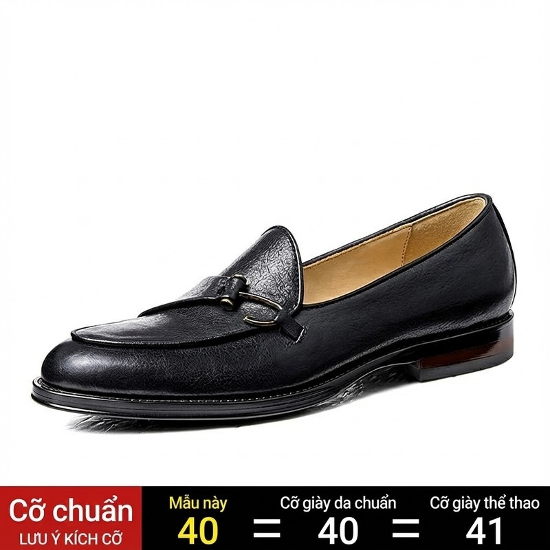 Giày Lười Nam Da Bò Thoáng Khí Chiều Cao Đế Khoảng 3cm Màu Đen, Nâu