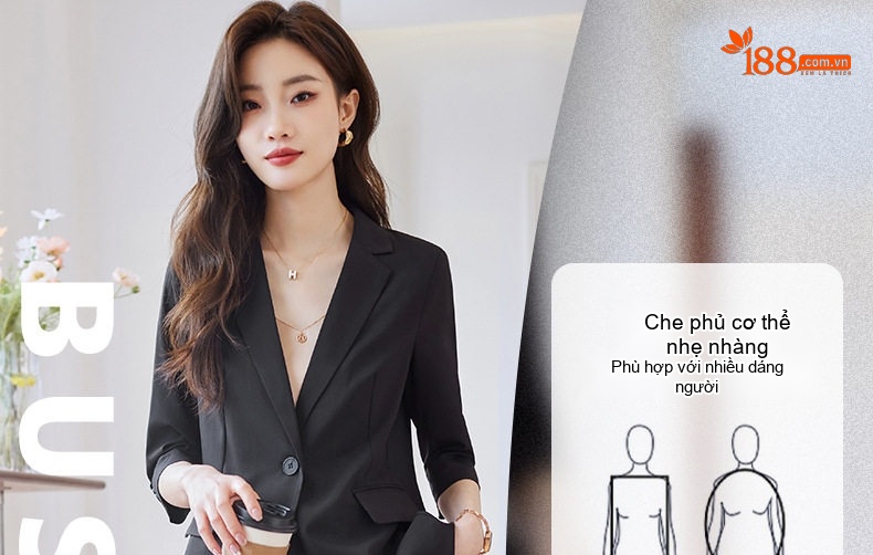 Áo Vest Blazer Nữ Tay Lỡ Dáng Ôm Vừa Vặn Phong Cách Hàn Quốc Màu Hồng, Kem, Xanh, Đen chi tiết 5