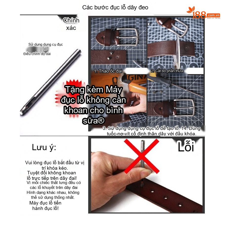Thắt Lưng Nam Da Bò Nguyên Tấm Khóa Kim Loại Phong Cách Retro Màu Nâu, Đen, Vàng chi tiết 2