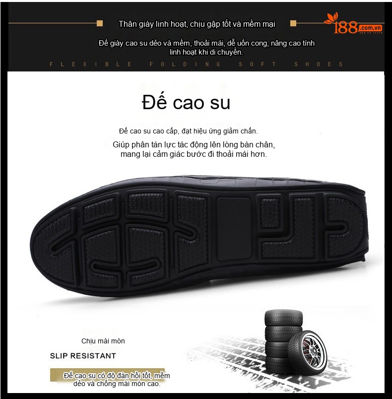 Giày Lười Nam Da Bóng Họa Tiết Chiều Cao Đế Khoảng 2cm Màu Đen, Nâu, Xanh Lá chi tiết 6