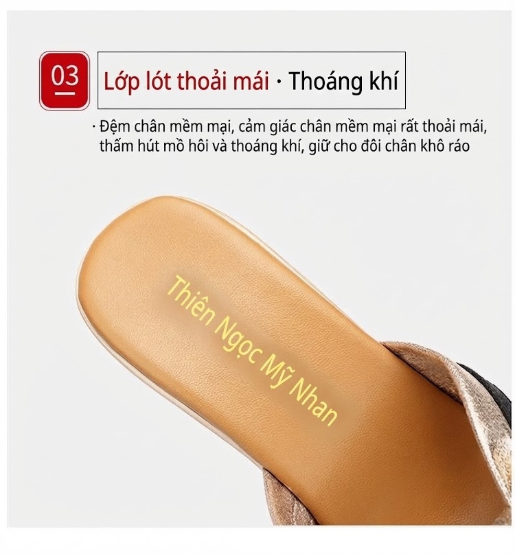 Dép Sục Nữ Quai Ngang Đế Xuồng Chiều Cao Đế Khoảng 8cm Màu Vàng, Đen chi tiết 8