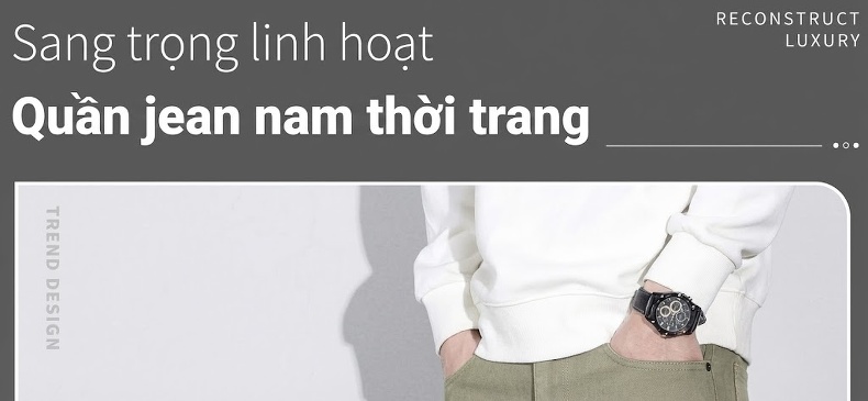 Quần Dài Nam Cotton Ống Rộng Thoải Mái Màu Xám, Nâu, Xanh Rêu chi tiết 1
