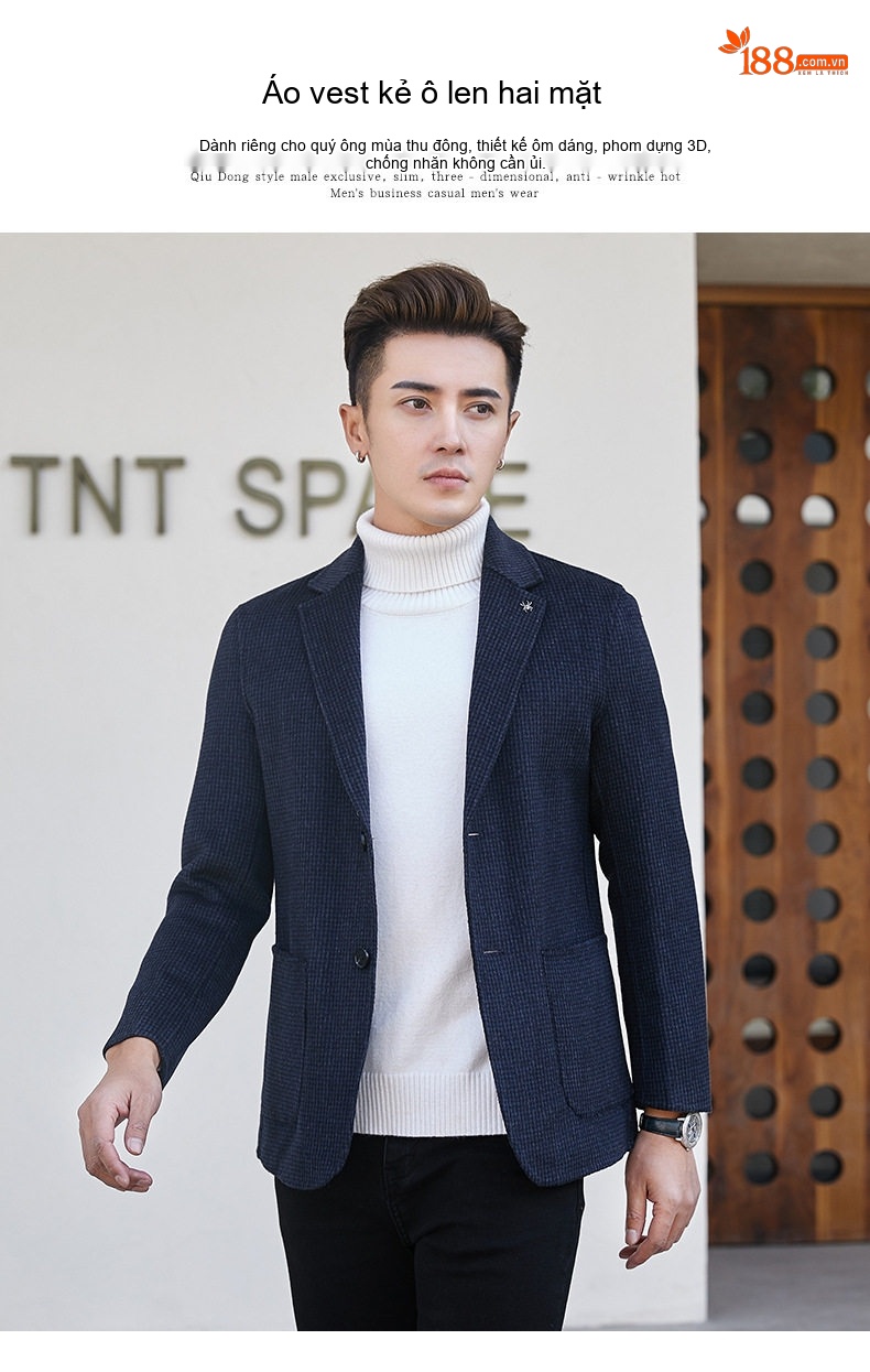 Áo Vest Nam Hai Mặt Dệt Kim Kẻ Ôm Dáng Thu Đông chi tiết 22