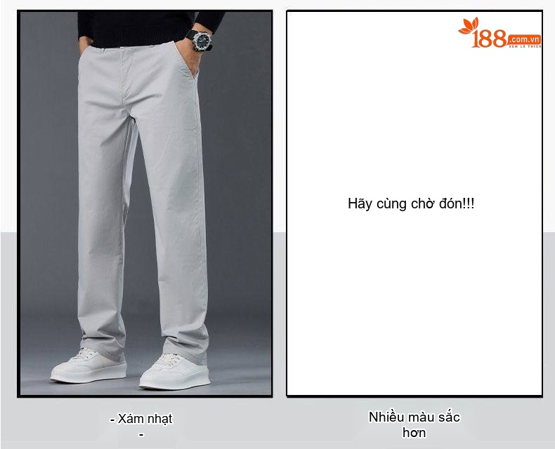 Quần Dài Nam Cotton Dáng Suông Rộng Thoải Mái Màu Đen, Xám, Kem, Xanh Navy chi tiết 11