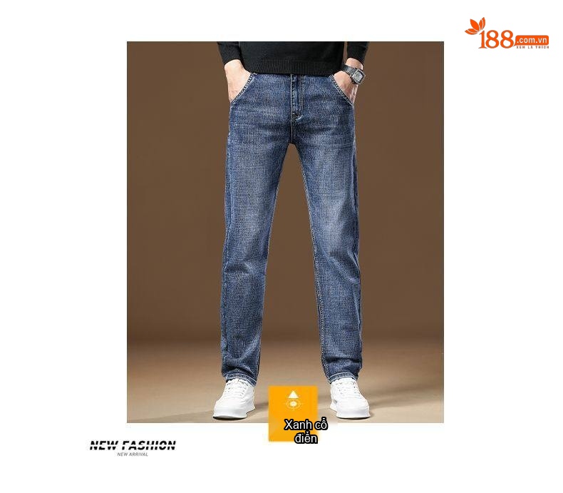 Quần Jean Nam Ống Đứng Dáng Ôm Vừa Vặn Cotton Không Nhăn Phong Cách Business Trung Niên Màu Xanh Đậm, Xanh Nhạt, Xám chi tiết 5