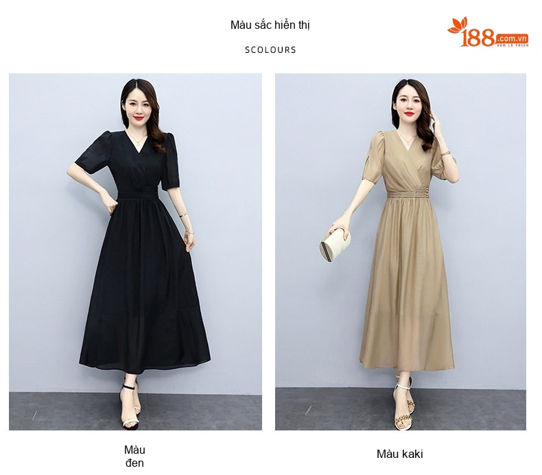 Váy Dài Tay Lỡ Nữ Thiết Kế Thanh Lịch Màu Tím, Xám, Be, Đen chi tiết 1