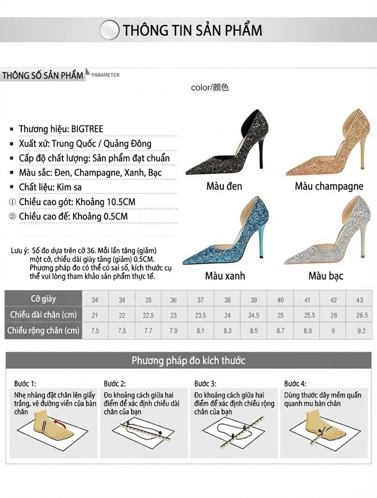 Giày Cao Gót Nữ Hở Bên Chiều Cao Đế Khoảng 9cm Đính Kim Sa Lấp Lánh Màu Đen, Vàng Đồng, Bạc, Xanh Dương chi tiết 1