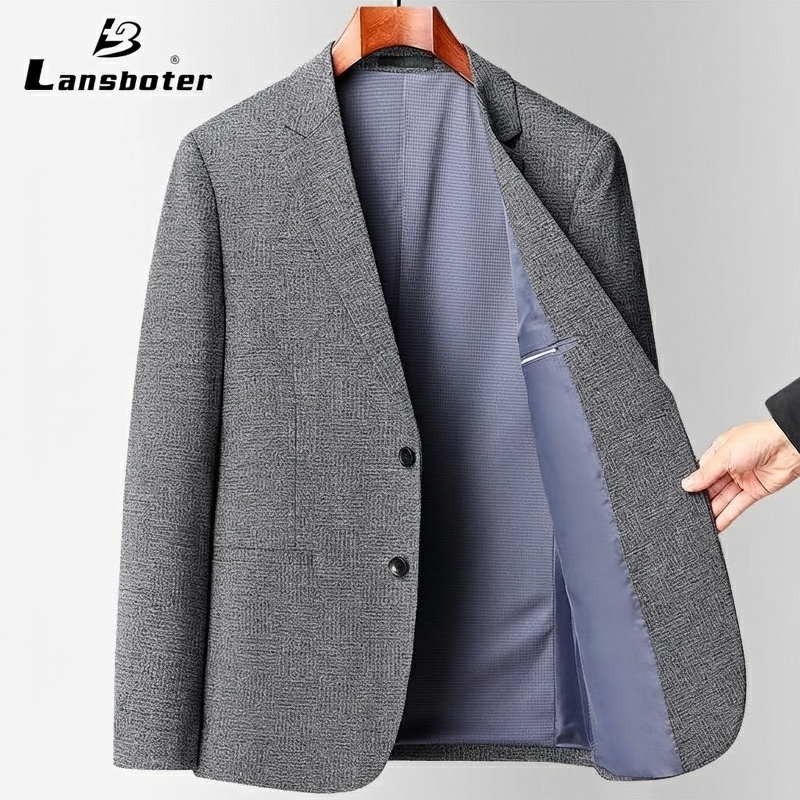 Áo Vest Nam Mỏng Co Giãn Chống Nhăn Họa Tiết Kẻ Ô Ôm Dáng Phong Cách Hàn Quốc Màu Xám