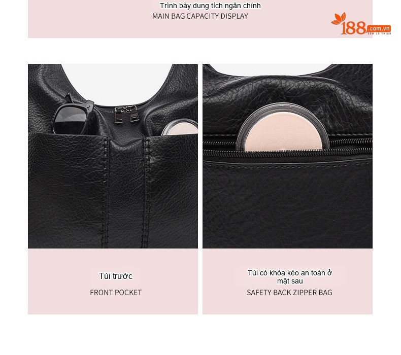 Túi Tote Da Mờ Đeo Vai Đựng Vừa A4 Phong Cách Casual Màu Đen, Nâu chi tiết 5