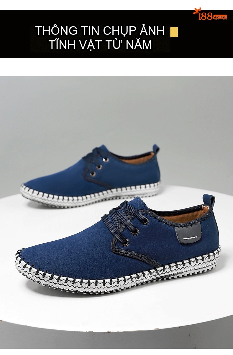 Giày Thể Thao Buộc Dây Nam Da Mờ Chiều Cao Đế Khoảng 2cm Màu Xanh Navy, Xám, Đen chi tiết 29