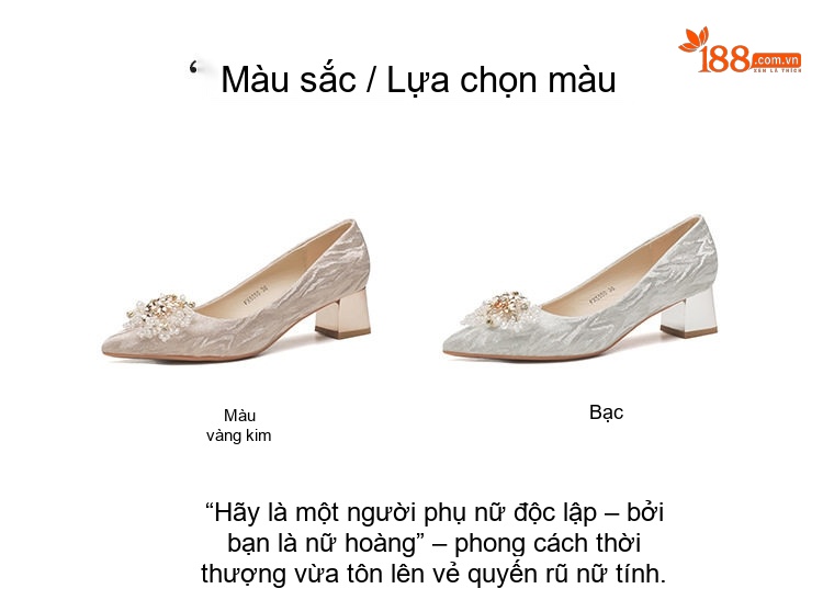 Giày Cao Gót Nữ Mũi Nhọn Gót Vuông Chiều Cao Đế Khoảng 5cm Màu Kem chi tiết 3