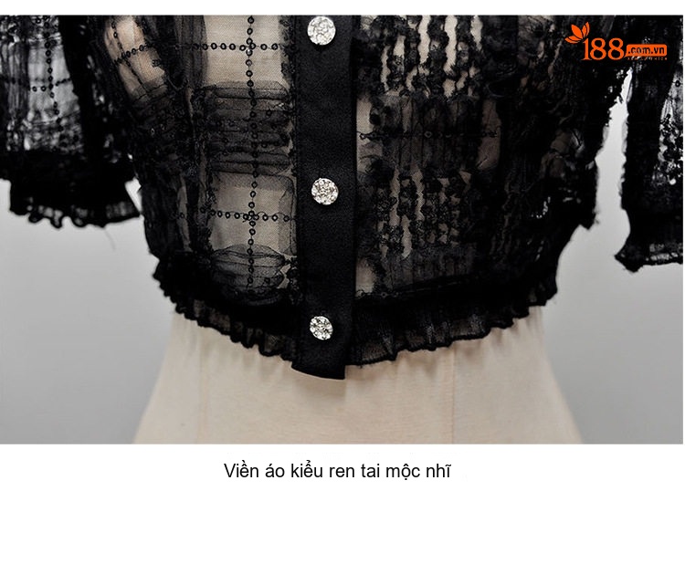Set Áo Ren Lưới Croptop Tay Ngắn Quần Chân Váy Ngắn Ôm Eo Màu Đen chi tiết 25