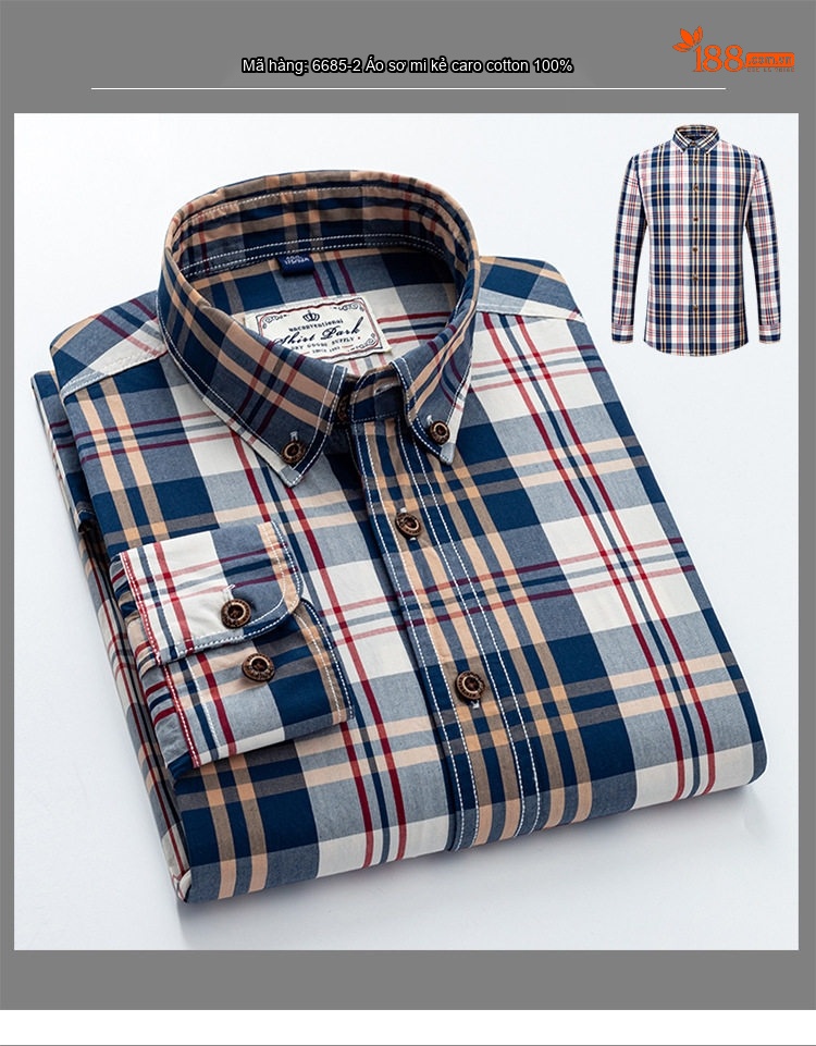 Áo Sơ Mi Tay Dài Nam Cotton Kẻ Caro Thời Trang Công Sở Hàng Ngày Màu Xanh, Đen, Đỏ, Xám... chi tiết 21