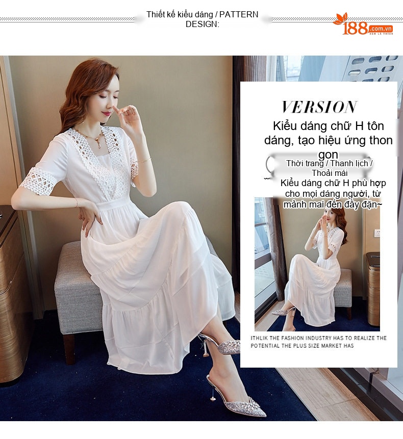 Váy Midi Nữ Xòe Nhẹ Cổ chữ Vuông Tay Lỡ Chất Liệu Voan Thích Hợp Đi Biển Màu Trắng, Xanh, Vàng chi tiết 3