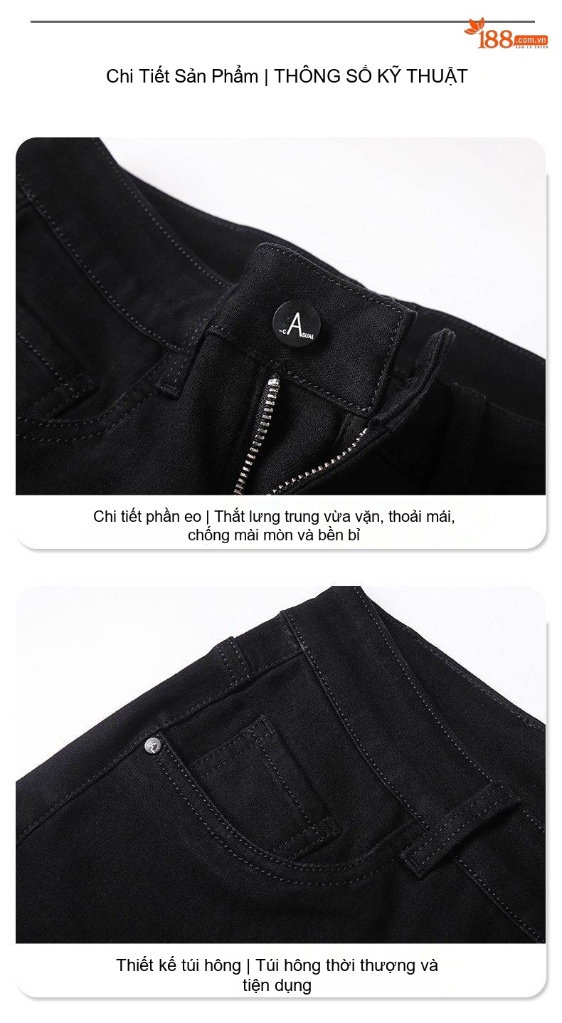 Quần Jeans Dáng Ôm Ống Đứng Nam Màu Xám Khói, Đen, Xanh Navy chi tiết 20