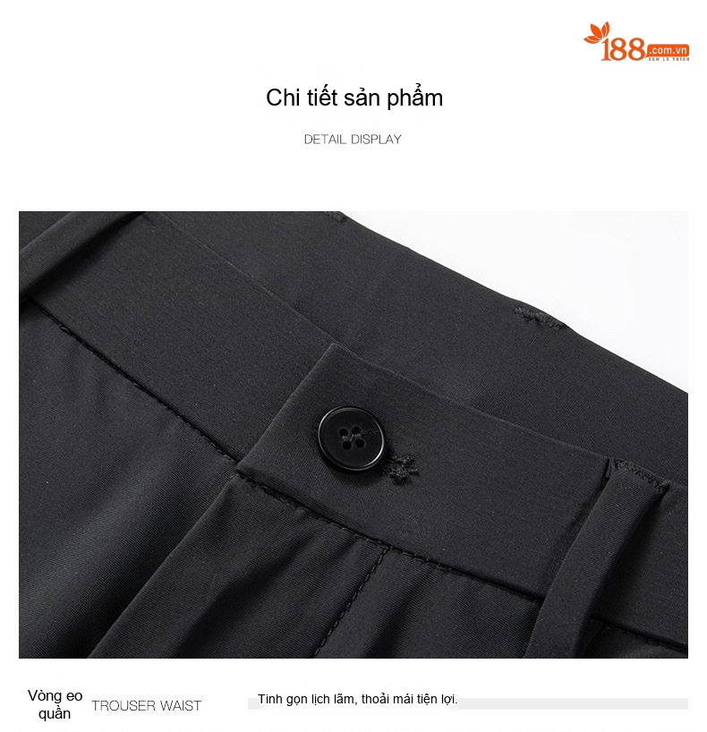 Quần Âu Nam Dáng Ôm Vải Lụa Băng Chống Nhăn Dễ Ủi Màu Đen, Xám, Kem chi tiết 37