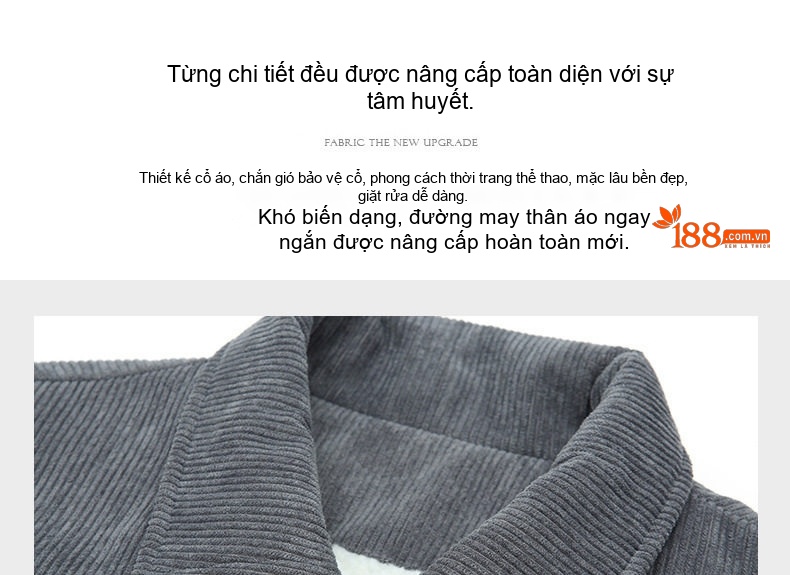 Áo Khoác Nhung Tăm Nam Lót Lông Dày Dặn Cổ Bẻ Phong Cách Hàn Quốc Màu Xám, Đen, Xanh Rêu, Nâu chi tiết 8