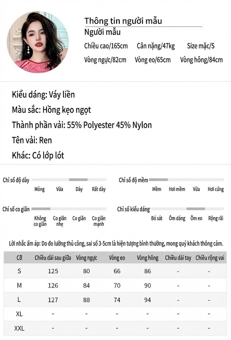 Váy Lưới Dài Tay Nữ Thiết Kế Đính Hạt Cườm Ôm Dáng Đuôi Cá Màu Hồng chi tiết 2