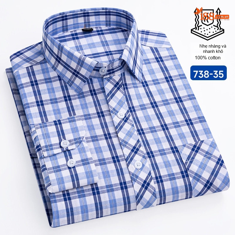 Áo Sơ Mi Dài Tay Nam Cotton Mỏng Phong Cách Thời Trang Họa Tiết Kẻ Caro