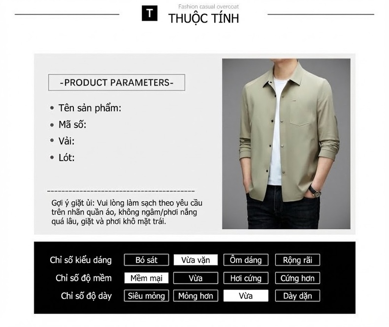 Áo Khoác Nam Trung Niên Mỏng Dáng Rộng Cổ Bẻ Màu Xanh Navy, Be chi tiết 7