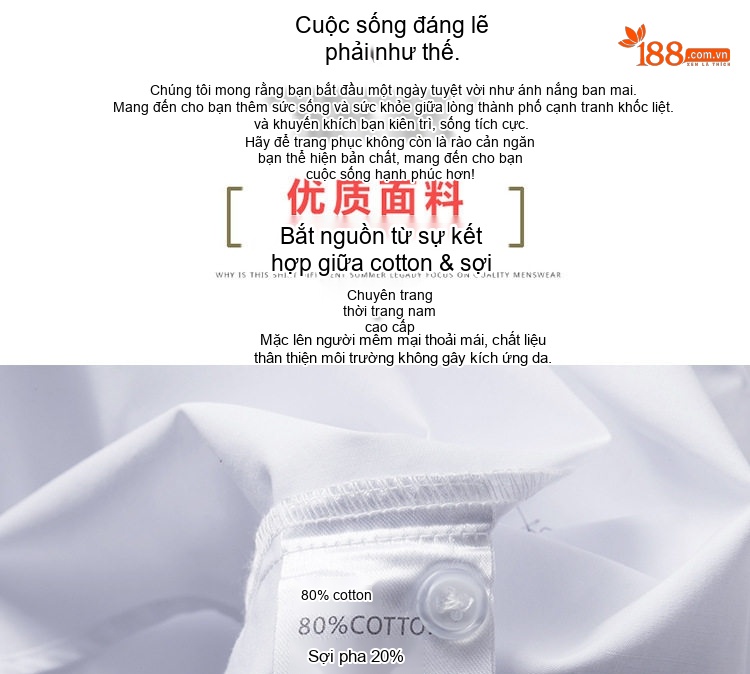 Áo Sơ Mi Nam Cổ Điển Thêu Họa Tiết Tay Dài Màu Trắng, Đen chi tiết 5