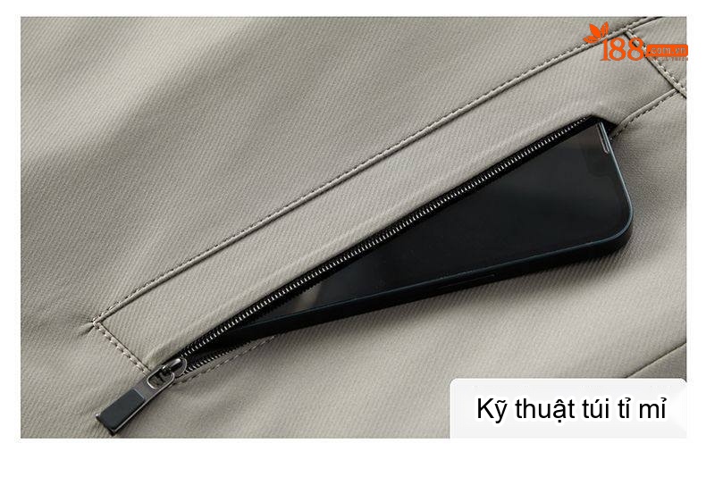 Áo Khoác Bông Nam Trung Niên Thu Đông Lót Tháo Rời Dáng Bomber Màu Xanh Navy, Be chi tiết 8