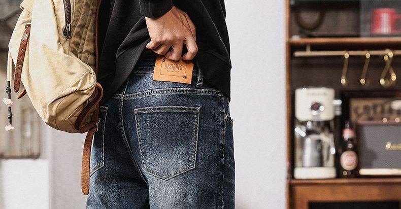 Quần Jean Nam Ống Đứng Co Giãn Cao Cấp Phong Cách Châu Âu Màu Xanh Đen chi tiết 3