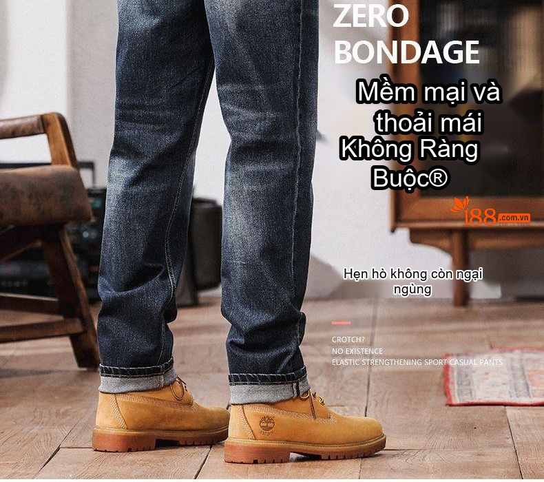Quần Jean Nam Ống Đứng Co Giãn Cao Cấp Phong Cách Châu Âu Màu Xanh Đen chi tiết 4
