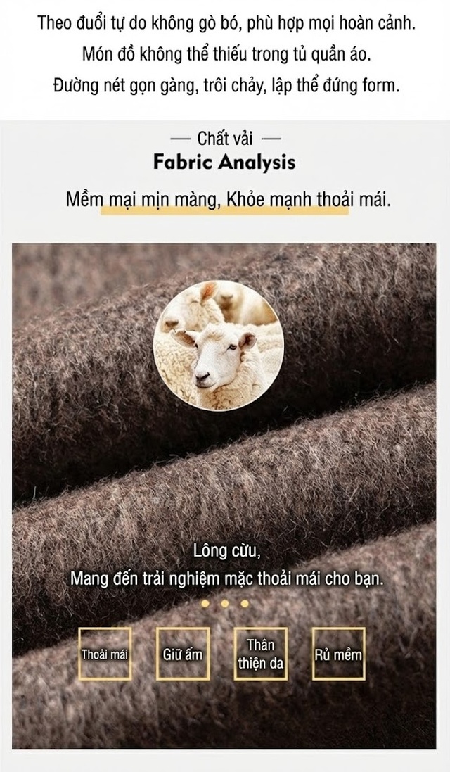 Áo Khoác Dạ Nam Dáng Dài Hai Hàng Khuy Phong Cách Lịch Lãm Màu Nâu, Đen, Xám chi tiết 3