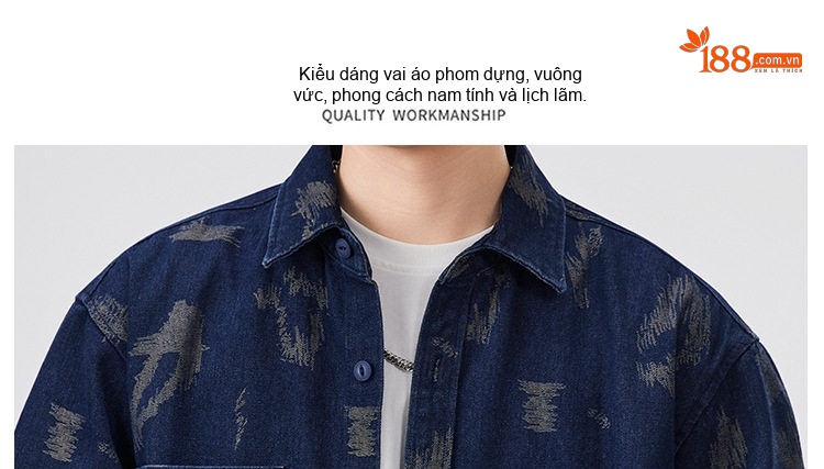 Áo Khoác Jean Nam Dáng Rộng Phong Cách Retro chi tiết 3